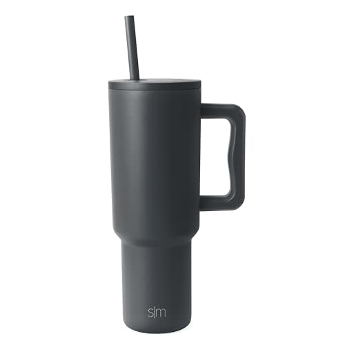 Simple Modern 40 oz Trek Tumbler with Handle and Straw Lid | Cup Holder Friendly Insulated Stainless Steel Travel Mug | Graphite