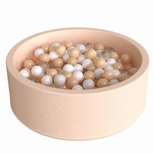 Wonder Space Deluxe Kids Round Ball Pit, Premium Handmade Kiddie Balls Pool, Soft Indoor Nursery Baby Playpen, Ideal Gift Play Toy for Children Toddler Infant Boys & Girls (Champagne)