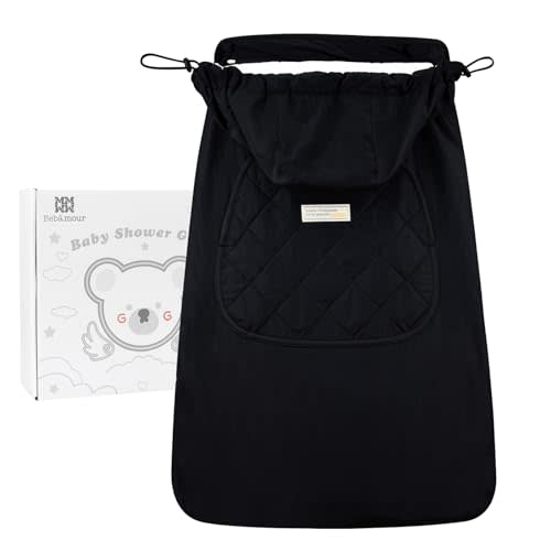 Bebamour Baby Carrier Winter Cover Universal Hoodie All Season Carrier Cover for Baby Carrier (A Black)