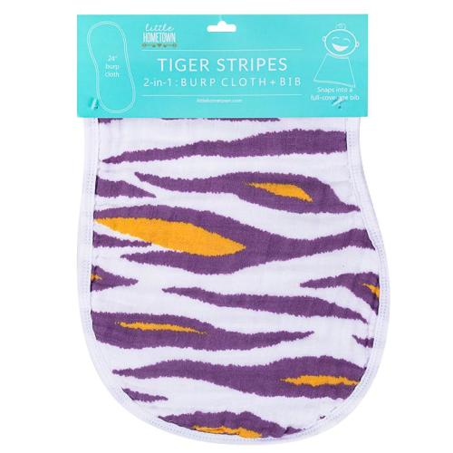 Little Hometown 2-in-1 Burp Cloth and Bib: Tiger Stripe