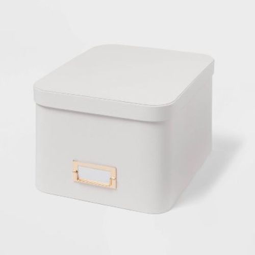 Medium Decorative Fabric Box Ivory - Brightroom™: Rectangle, Polypropylene & Polyester, Spot Clean, 13"x10"x7"