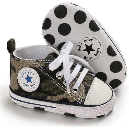 KIDSUN Tutoo Unisex Baby Boys Girls High Top Sneaker Soft Anti-Slip Sole Newborn Infant First Walkers Canvas Denim Shoes