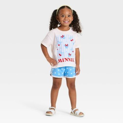 Toddler Girls' 2pc Disney Minnie Mouse 4th of July T-Shirt and Shorts Set - Blue/Red 3T
