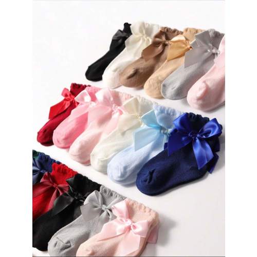 12Pairs Random Color Cute Bow Decorative Socks For Baby Girls Toddler Cute Socks | SHEIN USA