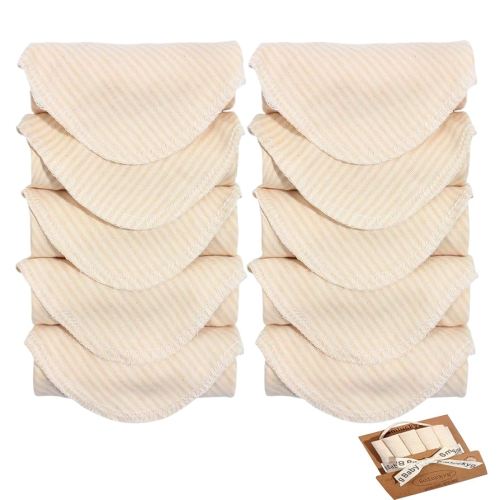 Organic Cotton Baby Washcloths - 10 Pack | Ultra-Soft Newborn Face Bath Towel - Reusable Baby Wipes for Delicate Skin Thin & Lightweight, Perfect for Babies, Kids, Toddlers, Infant (Stripes)