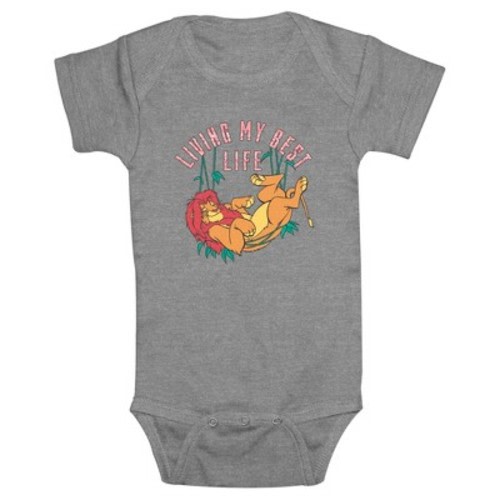 Infant's Lion King Simba Living My Best Life  Bodysuit - Athletic Heather - 12 Months