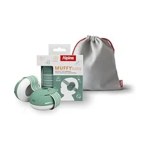 Alpine Muffy Baby Ear Protection for Babies and Toddlers up to 48 Months - CE & ANSI Certified - Noise Reduction Earmuffs - Comfortable Baby Headphones Against Hearing Damage & Improves Sleep - Sage