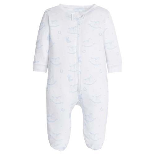 Zippered Footie - Blue Rocking Horse
