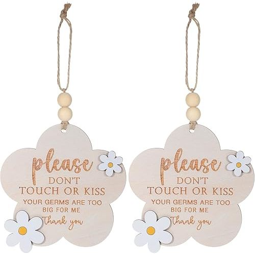 Please Do Not Touch Or Kiss Baby Sign Wooden Do Not Touch Baby Sign No Touching Signage for Car Seat Stroller Newborn Safety Tag