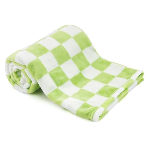 GreatBba Plush Checkered Baby Blanket for Boys Girls Nursery, 30"*40" Warm Short Fleece Blanket Neutral for Infant Newborn, Small Fuzzy for Sleeping, Chenille or Stroller (Wine Green&White)