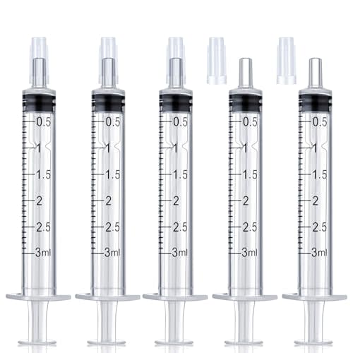 3ml Syringe with Cap,3ml Syringe Without Needle for Liquids,12 Pack Sterile Packaged