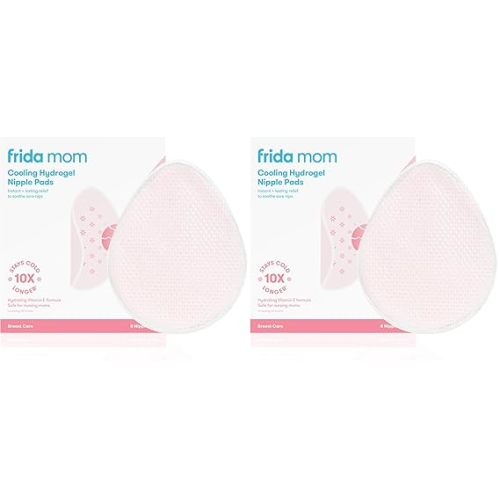 Frida Mom Nursing Pads,Cooling Hydrogel Nipple Pads for Hydration and Soothing Sore Nipples,Breastfeeding Essentials,8ct,(Pack of 2)