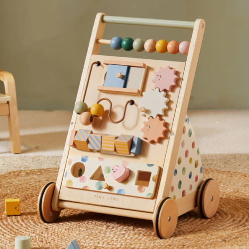 Tiny Land® Versatile Natural Wooden Baby Walker