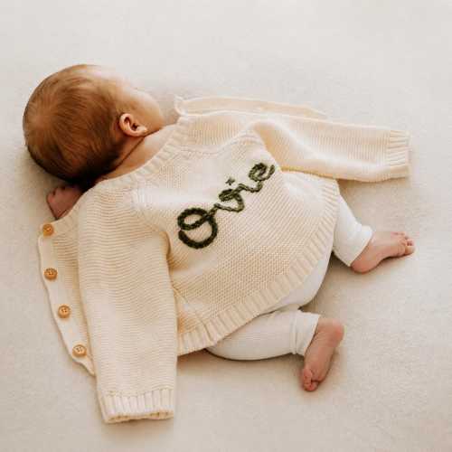 Personalised Cream Name Cardigan | Name Cardigan | Newborn Cardigan | Newborn gift | Baby Gifts l Name Announcement| Coming Home Outfit