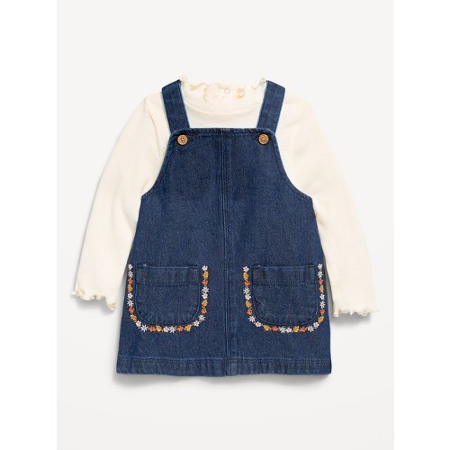 Sleeveless Denim Dress and Long-Sleeve Top Set for Baby