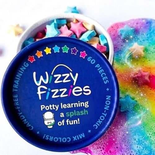 Potty Training Rewards Toilet Fizzies, Non-Food, STEM-Based Method that uses Imagination Play, 60 Colorful Stars, Non-Toxic, Girls & Boys, Fun Things for Kids & Parents