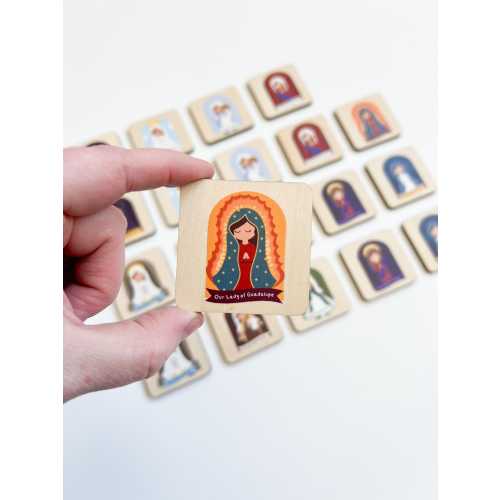 Mary Matching Game - Memory Game,  Catholic Homeschool, Montessori Wood Toys,