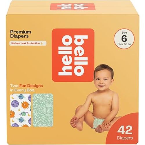 Hello Bello Premium Diapers Size 6, Celestial Cuties & Daring Doodlers Designs, 42ct Club Box