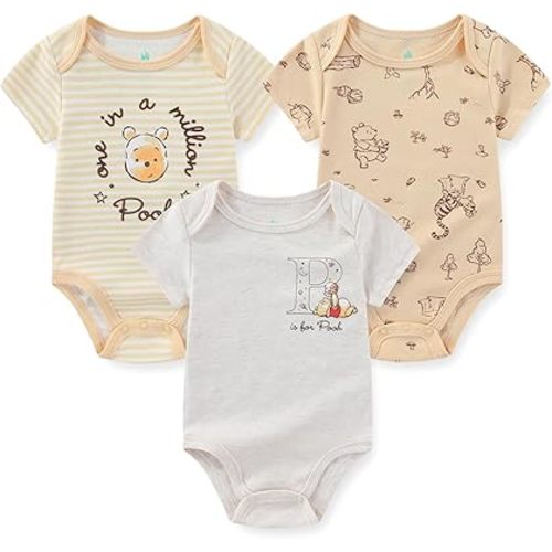 Disney Winnie the Pooh Baby Boys 3 Pack Bodysuit for Newborn and Infant