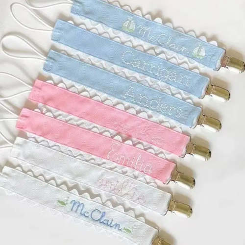 Monogram-Able Fabric Pacifier Clips