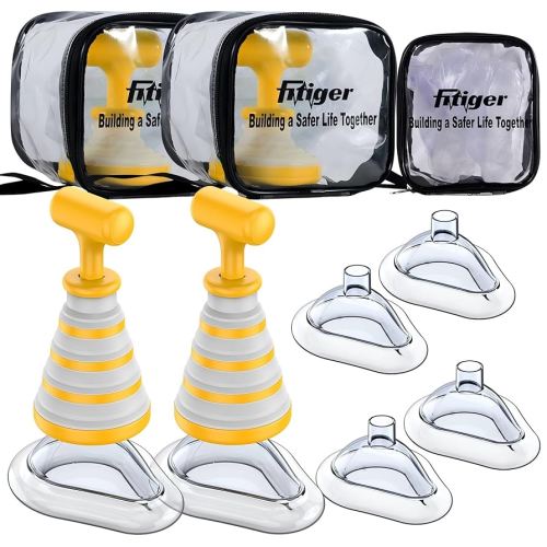 Choking Rescue Device 2 Pack, Anti Choking Device for Baby and Adults, Fitiger FoldPumpVac Airway Suction Device, First Aid Kit for Children and Adults