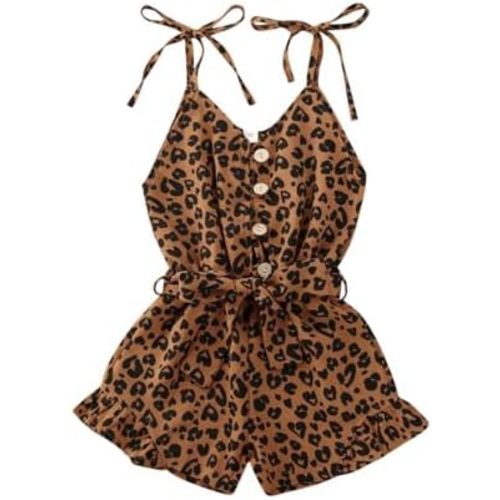 Toddler Baby Girl Heart Print Suspender Romper Jumpsuit Playsuit Holiday Clothes Kids Summer Outfit
