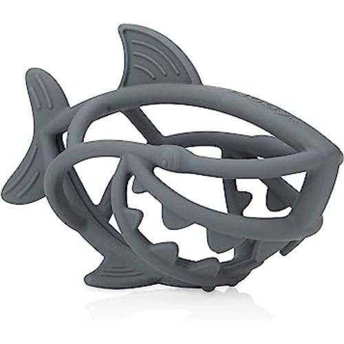 Nuby Chewy Chums All Silicone Soothing Teether, Shark - 3M+