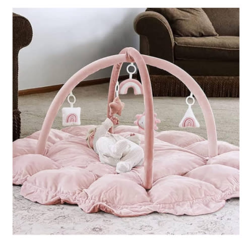 5-in-1 Thick & Plush Baby Play Gym, Baby Play Mats for Floor, Tummy Time Mat with 6 Toys, Cat Bed Dog Bed, Convertible Stage-Based Developmental from Babies to Toddlers, Ball Pit, Pet Cushion Cloudico