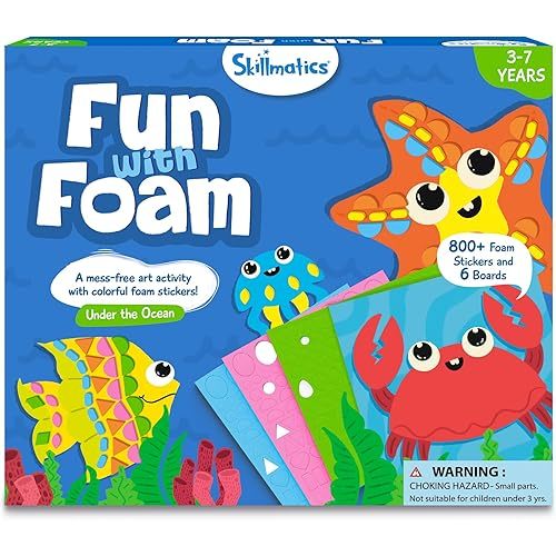 Skillmatics Foam Sticker Art Activity - Under The Ocean, Mess-Free Fun for Kids, 800+ 3D Foam Stickers, DIY Felt Craft Kits, Gifts for Girls & Boys Ages 3, 4, 5, 6, 7