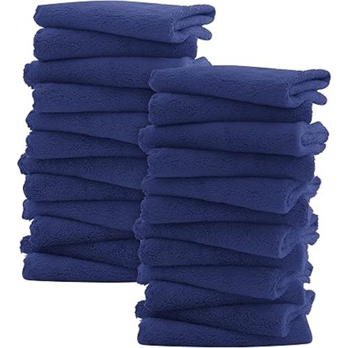 Sunny zzzZZ Ultra Soft 24 Pack Baby Washcloths - 10x10 Inches - Coral Fleece Extra Absorbent Wash Clothes for Babies, Infants and Toddlers - Sensitive Skin and Newborn - Ideal Baby - Navy Blue