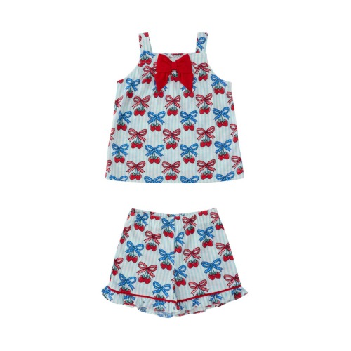Bow Tank & Short Pajama Set, 4T