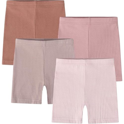 Bafeicao Toddler Organic Cotton Cartwheel Shorts Biker Tights Under Dress Girls Dance Bottom Solid Color 4 Pack