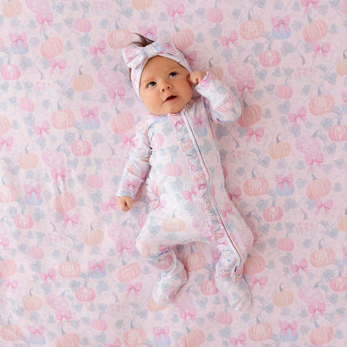 Posh Pumpkins Footie Ruffled Zippered One Piece