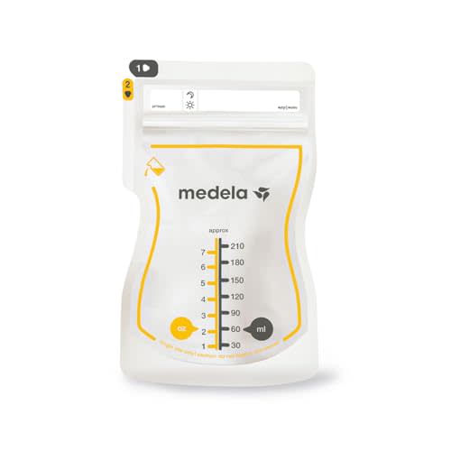 Medela Easy Pour Breast Milk Storage Bags, 100 Count, 7 oz/210 ml | Leakproof, One-Hand Easy Pour Spout, No Spills, Breast Milk Protection, Sanitized, Fast Freeze, BPA-Free Bags