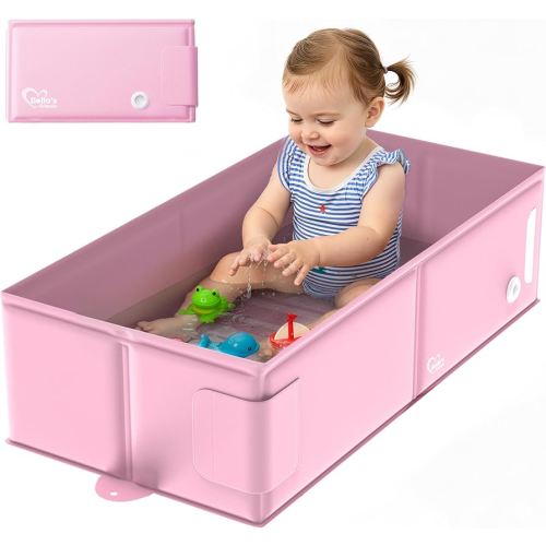 Bella’s Friends Baby Collapsible Bathtub, Travel Bath Tub for Baby, Foldable and Portable, Easy Storage, Reinforced Structure, Lightweight, Travel Essentials for 6M-3Y Infant Toddler, Pink