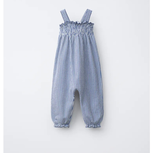 LONG SMOCKED STRIPED OVERALLS - Bluish | ZARA United States