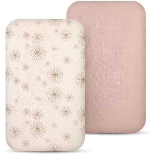lulumoon Muslin Baby Bassinet Sheets: 33x21 Fitted for Bedside Sleeper