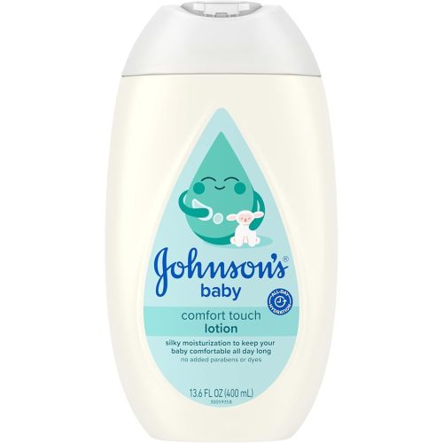 Johnson's Baby Comfort Touch Newborn Baby Face & Body Lotion, Silky Moisturizing Lotion, Baby Essentials, Hypoallergenic, No added Parabens &Dyes, 13.6 fl. oz