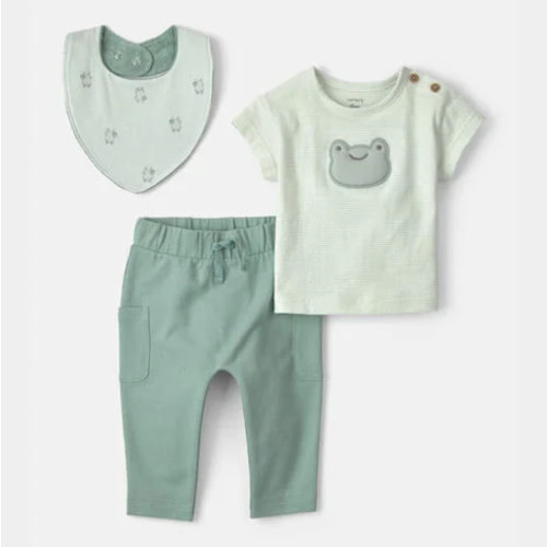 Baby Boy 3-Piece Frog Top & Pant Set - Green | Carter's
