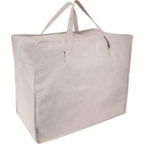 Bigso Soft Storage Bag XL with Zipper and Reinforced Handles - Heavy Duty Extra Large Storage Bags for Clothes, Bulky Comforters, and Quilts - 23.6in x 11.8in x 19.7in - Grey