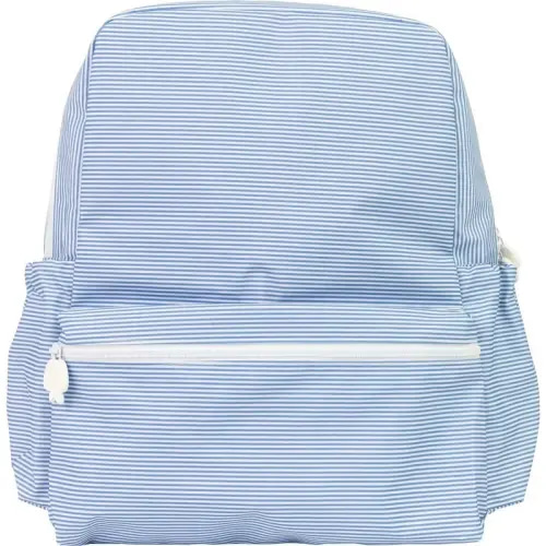 NAVY STRIPE: Embroidered Apple of my Isla LARGE Backpack