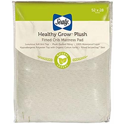 Sealy Healthy Grow Plush Infant/Toddler Waterproof Fitted Crib Mattress Pad - 52” x 28”