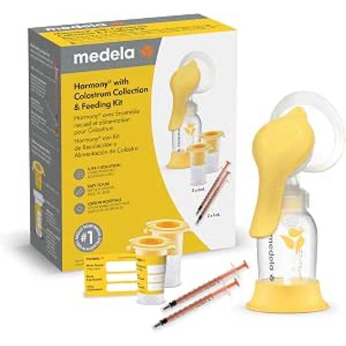 Medela Harmony Manual Breast Pump with Colostrum Collection and Feeding Kit, 4-in-1 Solution, Collect, Store, Feed, and Pump, Includes Colostrum Collectors and Feeding Syringes
