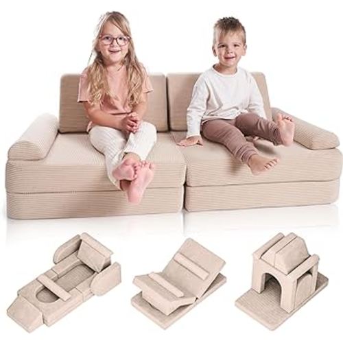 ZICOTO Modular Kids Play Couch for Fun Play Time or Comfy Lounging - The Perfect Toddler Sofa to Boost Creativity and Easily Build Magical Forts and More in Your Playroom/Nursery