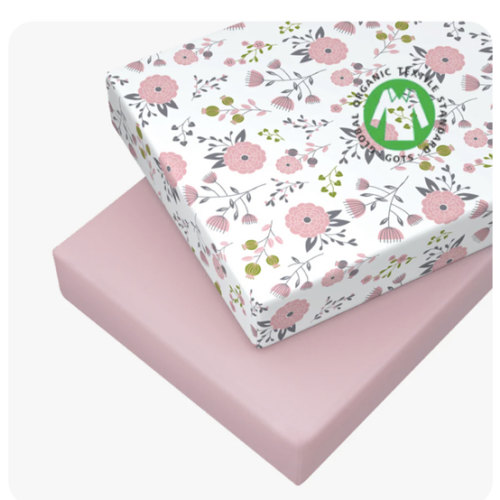 Floral & Pink Organic Crib & Mini Crib Sheets I Pickle & Pumpkin™