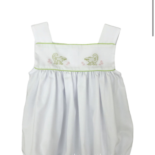 Auraluz Girl Sun Bubble...White with lime check trim and embroidered a – AURALUZ
