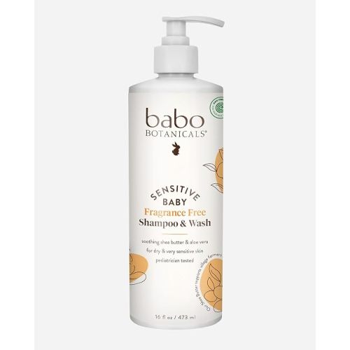 Babo Botanicals Sensitive Baby Fragrance-Free 2-in-1 Shampoo & Wash - Shea Butter, Calendula & Aloe Vera - EWG Verified - Cruelty-Free - Vegan - Pediatrician Tested - For Babies & Kids
