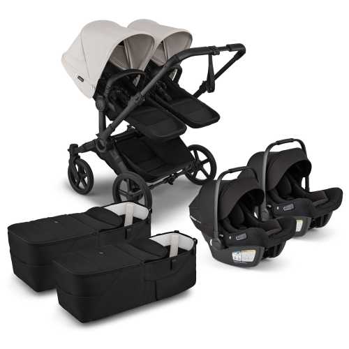 Bugaboo Donkey 6 + Turtle Air Shield Twin Travel System Bundle - Black / Heritage Black / Misty White