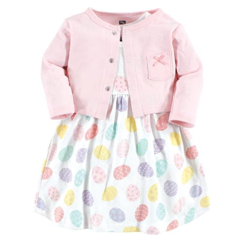 Hudson Baby Infant and Toddler Girls Cotton Dress and Cardigan Set