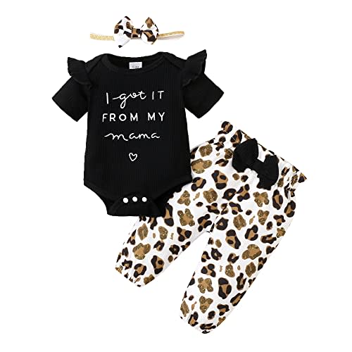 OLLUISNEO Baby Girl Clothes Newborn Infant Fall Outfit Romper Winter Floral Pant Set Headband 3 Pcs Clothes for Girl